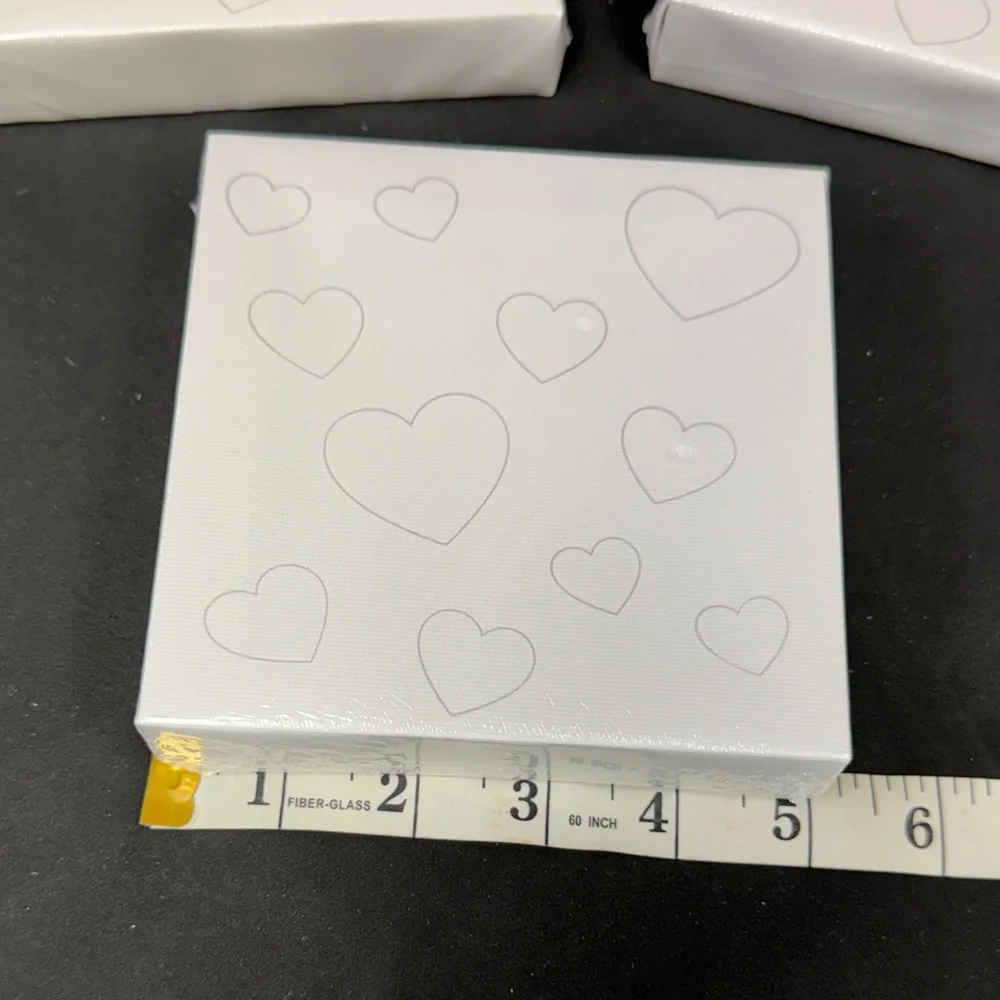 Heart Patterned Canvas Frames 5 inch by 5 inch Painting White 3 piece in set